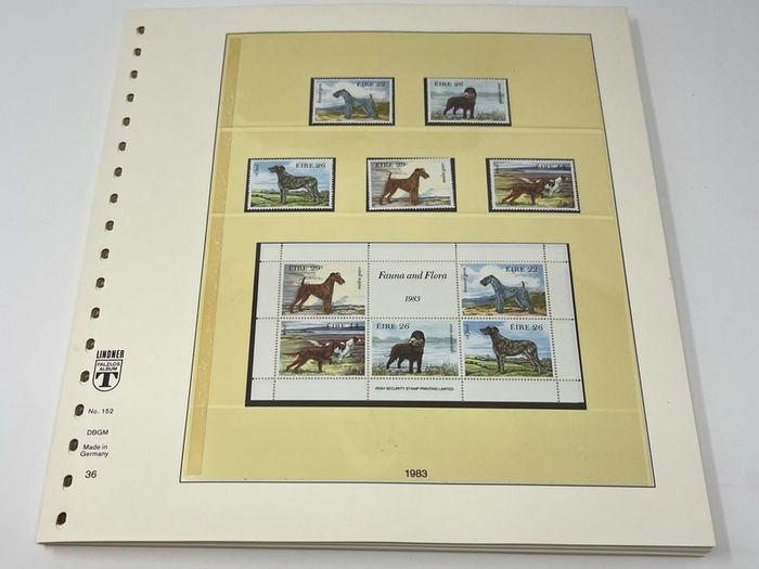1972-91 Ireland Mint Never Hinged Stamp Collection in Lindner Album. Contained on 56 Lindner Album Pages. 58 Images.