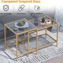 Nesting Tables, Set of 2 End Table, Coffee Tables, Side Table with Metal Frame for Living Room/Bedroom/Balcony/Office/Apartment, Diameter 60/40 cm (Gold Frame, Glass Top) Image 5