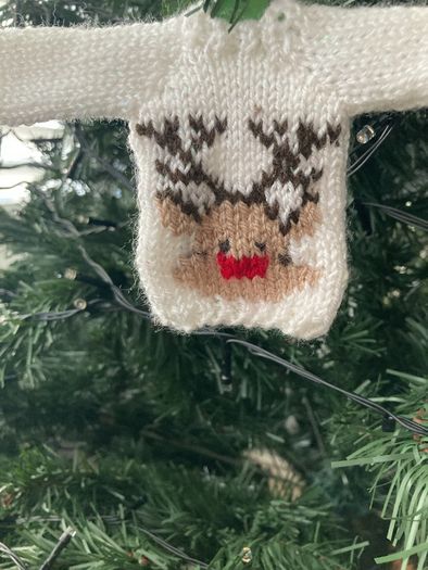 Handknit mini jumpers Xmas tree decorations