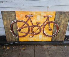 Large Original Textured Bicycle Canvas Painting by Heinemann