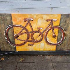 Large Original Textured Bicycle Canvas Painting by Heinemann