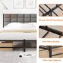 Double Bed Frame Upholstered Platform Bed with Headboard,4ft6 Image 4
