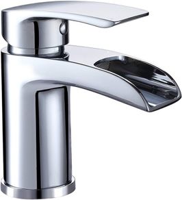 FREE EXPRESS SHIPPING Basin Taps Waterfall Mixers Bathroom Sink Mixer Tap Semi-open with UK Hoses Chrome Brass