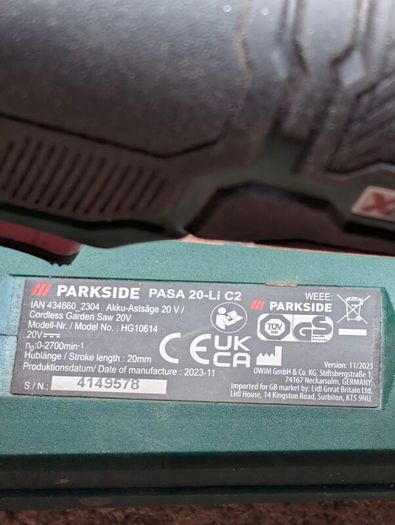 Parkside PASA 20-Li Cordless Pruner Saw
