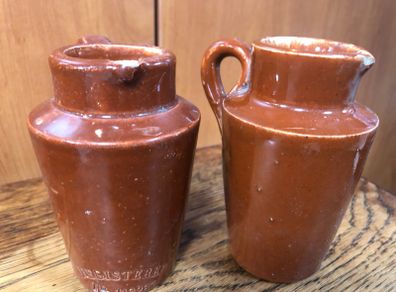 2 Stoneware Cream Pots