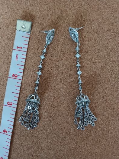 Long drop tassel earrings