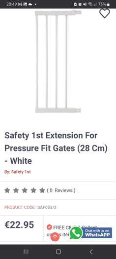 Safety 1st U Pressure Fit Gates Extension (28cm)