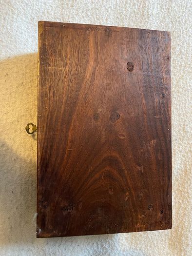 Jewellery Box Inlaid With Brass And Lockable
