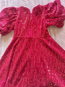 M&S Red Sparkly lined Dress. Age 5-6 .. Red Sparkly