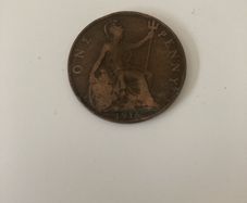 English one penny 1896,1900,1915,1915,1919