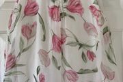 Ladies White Floral Silk Mix Top, Made In Italy.