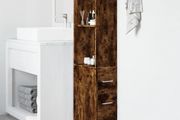 Narrow Bathroom Cupboard Smoked Oak
