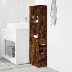 Narrow Bathroom Cupboard Smoked Oak