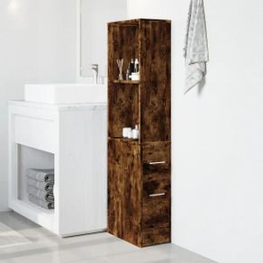 Narrow Bathroom Cupboard Smoked Oak