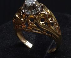 Vintage French 18ct Gold Diamond Ring Eagle Head Hallmark