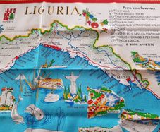 Illustrated tray cloth of Liguria region BN