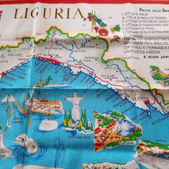Illustrated tray cloth of Liguria region BN