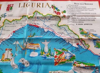 Illustrated tray cloth of Liguria region BN