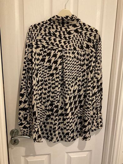 F&F Houndstooth Print Collared Blouse in Multi Black White