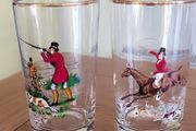Set of two lemonade glasses with hunting scene