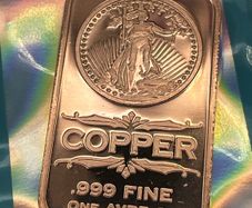 1avdp oz Fine 999 Copper Bullion Liberty Bar.(L)