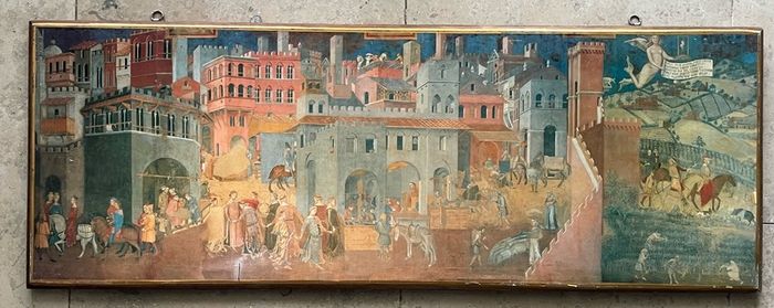 Print on board The allegory of good and bad government by Lorenzetti