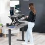 Standing 81 cm Desk Converter, Height Adjustable Riser, Sit to Stand Dual Monitor and Laptop Workstation with Wide Keyboard Tray, Black, DESK-V000K Image 9