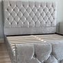 Crushed Sterling Velvet DOUBLE BED Frame - Silver Image 6