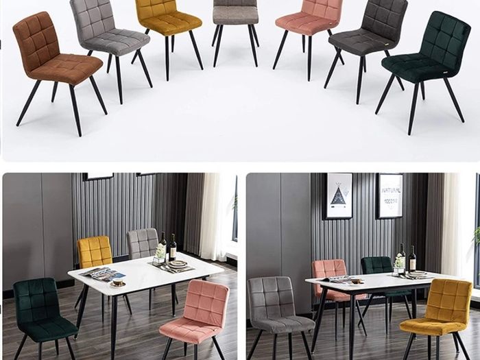 Set Of 2 x Cubana Velvet Upholstered Kitchen Dining Chair with Strong Black Metal Legs Living Room Bedroom Chair (FREE POSTAGE)
