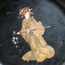 19th Century English Chinoiserie Papier Mache Wine Coaster Tray and Mid 19th Century English Victorian Period Papier Mache Tray with Mother-of-Pearl Image 4