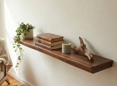 Solid Walnut & Oak Floating Shelves Made to Measure Free Delivery Ireland
