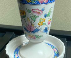 ceramic goblet and dish