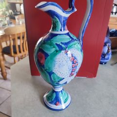 Lovely Hand Painted Portugal 12" Vase Alcobaca Style Portuguese 30/58 Been Reappeared