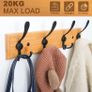 Coat Hooks for Wall - Bamboo Wooden Coat Racks (2 Pack) - Heavy Duty Coat Hooks Wall Mounted - Wall Hanger Wall Hooks and Clothes Hooks (FREE POSTAGE) Image 6