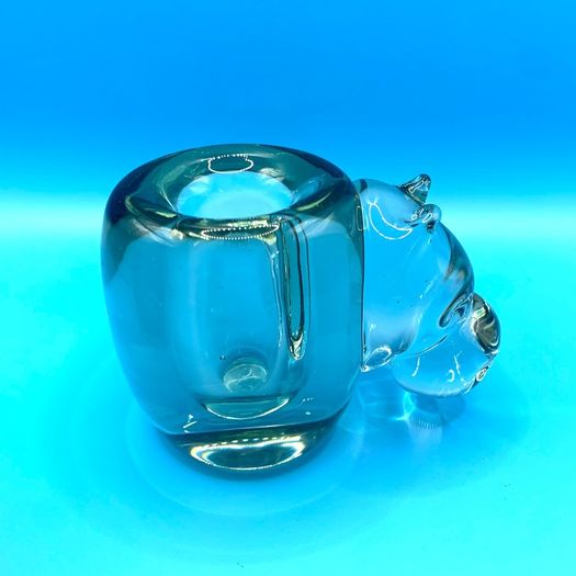 Vintage art glass candlesticks shaped like a hippopotamus