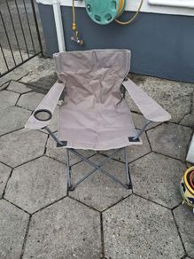 Folding Camping Chair with Cup Holder - Grey