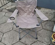 Folding Camping Chair with Cup Holder - Grey