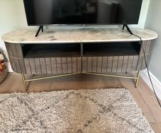 Mango wood and marble top TV Unit with drawers