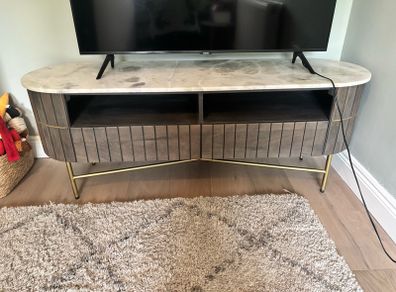 Mango wood & marble top TV Unit with drawers