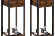 Set of 2, Narrow Nightstand with Drawer Bedside Table