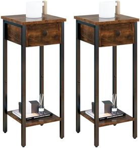 Set of 2, Narrow Nightstand with Drawer Bedside Table