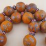 Antique Venetian Style Orange Millefiori & Chevron Glass Beads Strands Necklace Image 8