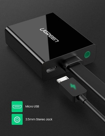 UGREEN 40248 HDMI to VGA With Audio Port Converter Black