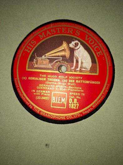 The Hugo Wolf Society Classical Music Series 12-inch 78 RPM released by His Master's Voice (HMV) 1945 postage available
