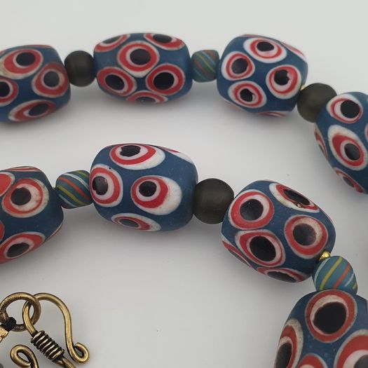 Antique Venetian Style Thousand Eye Glass Big Beads Necklace