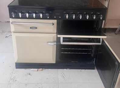 AGA Masterchef electric range cooker in cream with induction cooktop