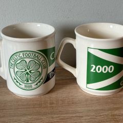 A Pair of Vintage Celtic Football Club Mugs