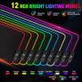 RGB Gaming Mouse Pad, XL Mouse Mat 800x300x5mm, 12 LED Light Modes, Large Mousepad with Premium Micro-Weave Surface, Non-Slip Mouse Mat, Keyboard and Mouse Pad for Desk, Gaming, Office Image 2