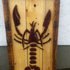 Rustic Lobster Wood Art Display
