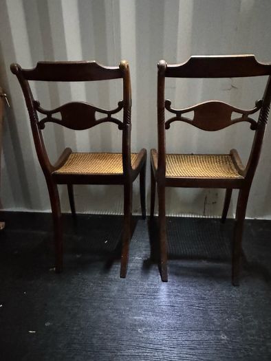 A Rare Pair of Regency Cut-Brass & Rosewood Side Chairs (c. 1820) - Celebrating 200 Years of Craftsmanship